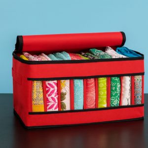 Cloth Organizer Box, 9 Grids Full Zipper Cloth Storage Box With Transparent Window