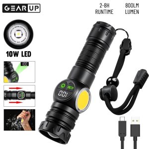 🔥GearUP K60 Rechargeable Flashlight 10W COB + LED Torchlight🔥